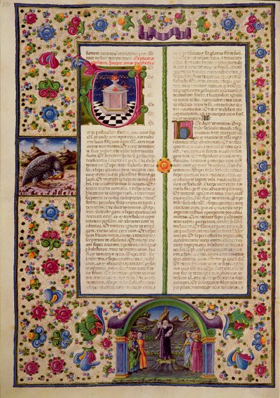 Fol.92v Otwarcie na Księgę proroka Amosa, z Biblii Borso d