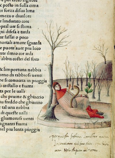 Fol. 52r z „Canzoniere e Trionfi” Petrarki, ok.1470 autorstwa Italian School