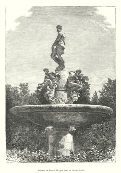 Fontanna Jeana de Bologna w Ogrodach Boboli (rycina) autorstwa Italian School
