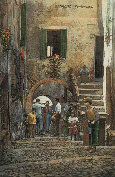 Fontanassa, San Remo, Włochy (druk kolorowy) autorstwa Italian School