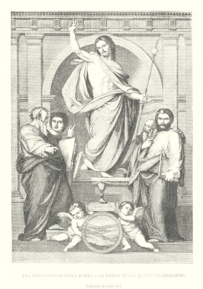 Fra Bartolommeo della Porta, Le Christ et les Quarte Evangelistes, Collection du Palais Pitti (grafika) autorstwa Italian School