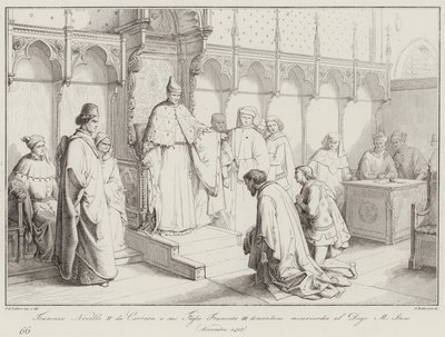 Francesco Novello II z Carrary i jego syn Francesco III proszą o litość doży Michele Steno autorstwa Italian School