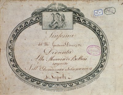 Frontyspis „Symfonii Es-dur: dedykowanej pamięci Belliniego” Gaetano Donizettiego (1797-1848). autorstwa Italian School