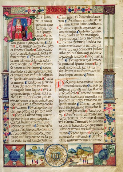 Frontyspis, od Mariegoli świeckiego cechu św. Rocco i św. Mikołaja autorstwa Italian School