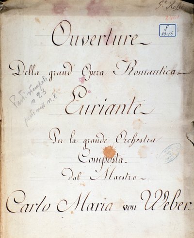 Frontyspis z opery „Euryanthe” Carla von Webera (lito) autorstwa Italian School