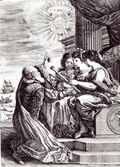 Frontyspis Opere di Galileo Galilei, opublikowany w Bolonii w 1656 r. autorstwa Italian School