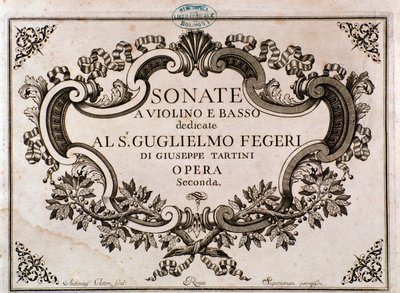 Frontyspis partytury do Sonat Giuseppe Tartiniego (lito) autorstwa Italian School