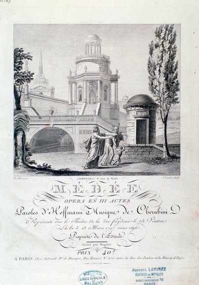 Frontyspis partytury Medei (scena 3), opera Luigiego Cherubiniego autorstwa Italian School