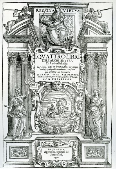 Frontyspis do Czterech ksiąg architektury autorstwa Andrei Palladio, 1570 autorstwa Italian School