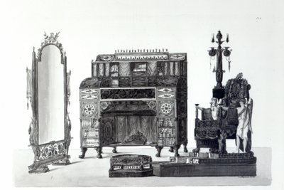 Meble w stylu greckim z dekoracji architektonicznych Gaetano Landi, sztychowane przez G. DArgenzio, 1810 autorstwa Italian School