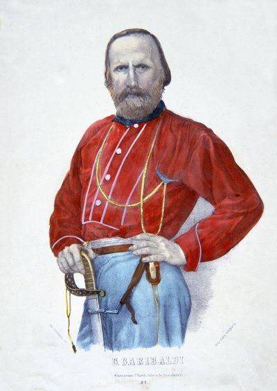 Garibaldi, ilustracja z Historii Włoch autorstwa Italian School