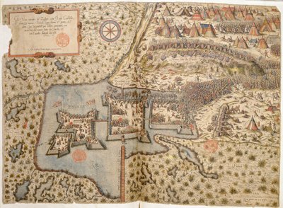 Widok ogólny bitwy pod Szigetvar, 1566 autorstwa Italian School