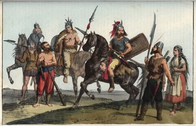 Germańskie plemię Alamanów (Alemandów) - plemię Alemanni (Alamannen) Alamanni - grawer z „Zwyczajów i zwyczajów wszystkich narodów wszechświata”. To jest historia rządu, praw, milicji, religii wszystkich narodów od większości królów autorstwa Italian School