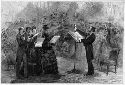 Giuseppe Verdi dyrygujący Mszą Requiem w paryskiej Opéra-Comique w 1874 r. autorstwa Italian School