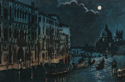 Grand Canal i Salute (kolorowa litografia) autorstwa Italian School