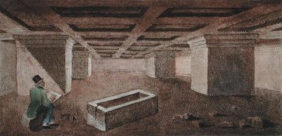 Grotta del Cardinale, ilustracja z „Zabytków etruskich” Francesco Inghirami (1772-1846), opublikowana w Fiesole autorstwa Italian School