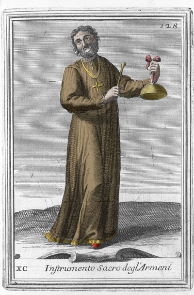 Święty instrument ormiański: instrument muzyczny podobny do dzwonu. Rycina z „Gabinetto Armonico pieno d