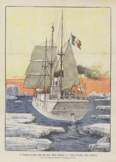 Podróż na biegun północny Duca Degli Abruzzi, gwiazdy polarnej w lodzie autorstwa Italian School