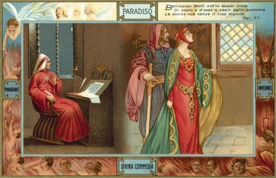 Ilustracja do Boskiej komedii Dantego (kolorowa litografia) autorstwa Italian School