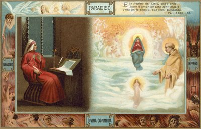 Ilustracja do Boskiej komedii Dantego (kolorowa litografia) autorstwa Italian School