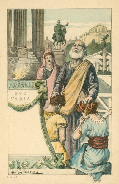 Ilustracja do powieści Quo Vadis Henryka Sienkiewicza (litografia barwna) autorstwa Italian School