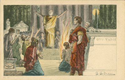 Ilustracja do powieści Quo Vadis Henryka Sienkiewicza (litografia barwna) autorstwa Italian School