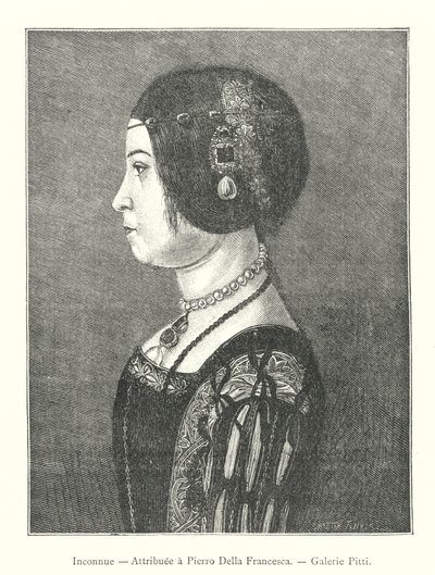 Inconnue, Attribuee a Pierro Della Francesca, Galerie Pitti (grawerowanie) autorstwa Italian School