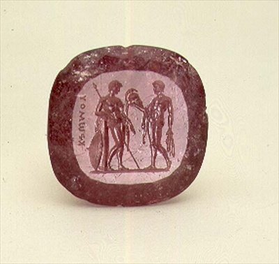 Intaglio wojownika i posiadacza zbroi, ok. 1800 (turmalin) autorstwa Italian School