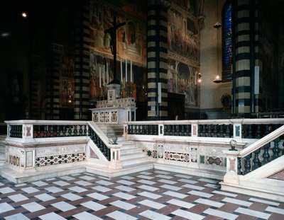 Widok wnętrza katedry i Santo Stefano de Prato autorstwa Italian School