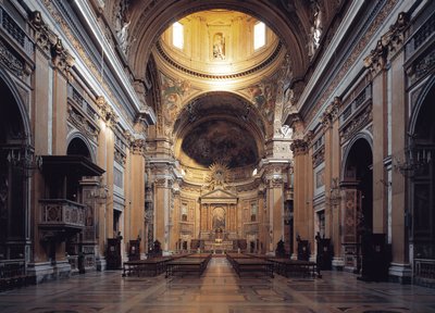 Widok wnętrza kościoła Gesu w Rzymie, ok. 1568 (Widok wnętrza Chiesa del Gesu w Rzymie, Włochy) autorstwa Italian School