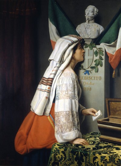 Włoskie referendum z października 1870 r. przez Luigi Riva autorstwa Italian School