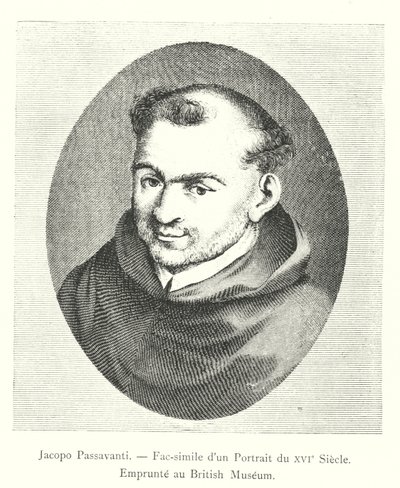 Jacopo Passavanti, Faksymile portretu z XVI wieku, zapożyczone z British Museum (rycina) autorstwa Italian School