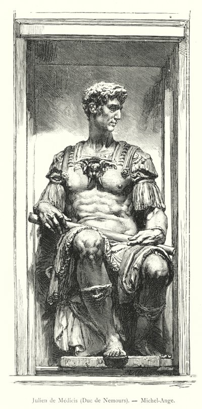 Julien de Medici, Duc de Nemours, Michel-Ange (grafika) autorstwa Italian School
