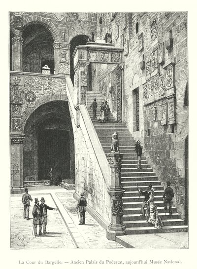 Dwór Bargello, Dawny Pałac Podestà, dziś Muzeum Narodowe (rycina) autorstwa Italian School