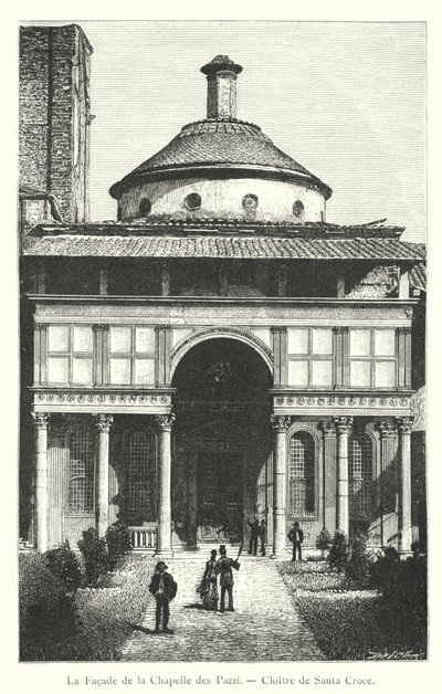 Fasada Kaplicy Pazzi, Klasztor Santa Croce (rycina) autorstwa Italian School