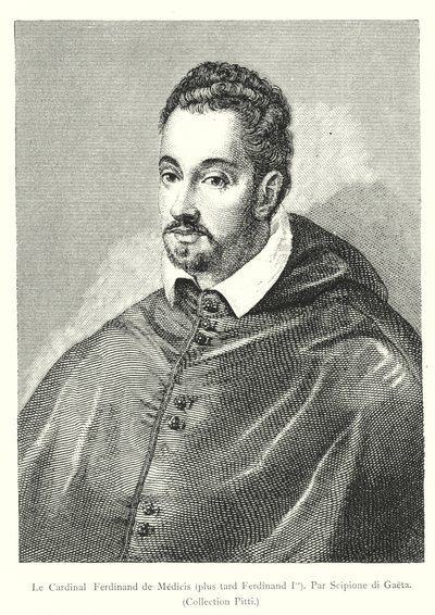 Le Cardinal Ferdinand de Medici, a także zmarły Ferdynand Ier, Par Scipione di Gaeta, Collection Pitti (rycina) autorstwa Italian School