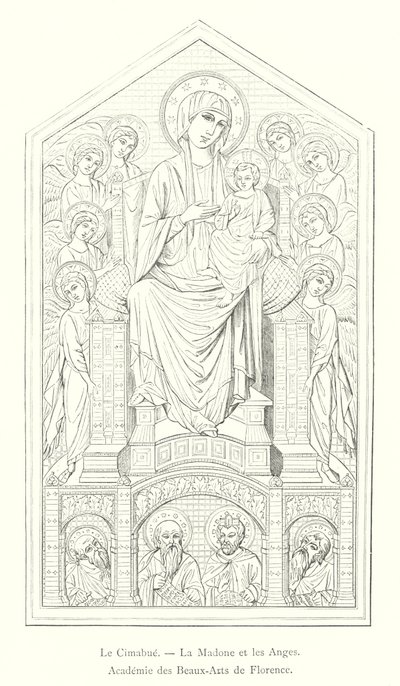 Cimabue, Madonna i Anioły, Akademia Sztuk Pięknych we Florencji (grafika) autorstwa Italian School