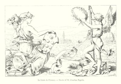 Geniusz Florencji, rysunek M Claudius Popelin (rycina) autorstwa Italian School