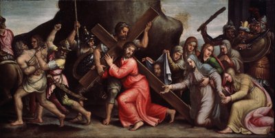 "Chrystus niosący krzyż" (Chrystus niosący krzyż) Obraz szkoły włoskiej. 1550-1600 Manieryzm. Regionalna Galeria Sztuki Deineka, Kursk Rosja autorstwa Italian School