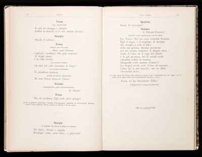 Libretto autorstwa Toski Giacomo Pucciniego, wydanie Ricordi, Włochy autorstwa Italian School