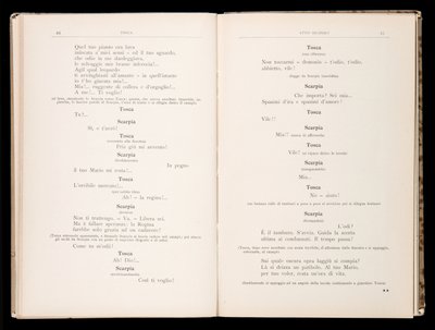 Libretto autorstwa Toski Giacomo Pucciniego, wydanie Ricordi, Włochy autorstwa Italian School