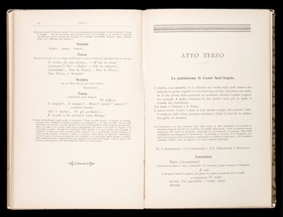 Libretto autorstwa Toski Giacomo Pucciniego, wydanie Ricordi, Włochy autorstwa Italian School