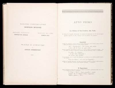 Libretto autorstwa Toski Giacomo Pucciniego, wydanie Ricordi, Włochy autorstwa Italian School