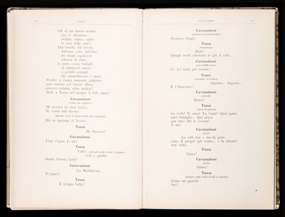 Libretto autorstwa Toski Giacomo Pucciniego, wydanie Ricordi, Włochy autorstwa Italian School