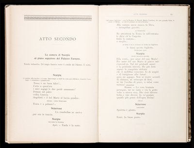 Libretto autorstwa Tosca Giacomo Pucciniego, wydanie Ricordi, Włochy autorstwa Italian School