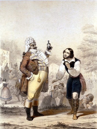 Luigi Lablache i Mario di Candia w scenie z opery Eliksir miłości autorstwa Italian School