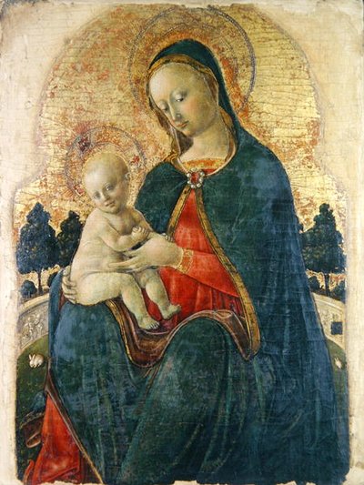 Madonna z Dzieciątkiem w ogrodzie, malarz wenecki (panel) autorstwa Italian School