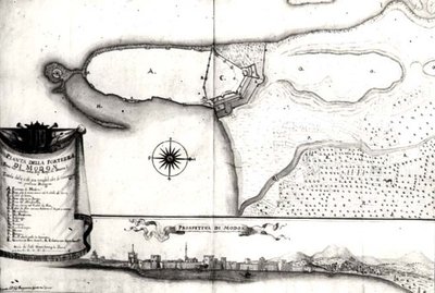 Mapa twierdzy w Modon, Morea autorstwa Italian School