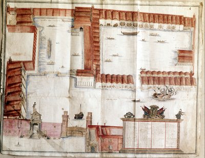 Mapa Arsenału w Wenecji z 1580 roku. autorstwa Italian School
