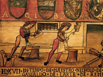 Mariegole (księga zasad) sztuki wioseł, detal, Włochy autorstwa Italian School